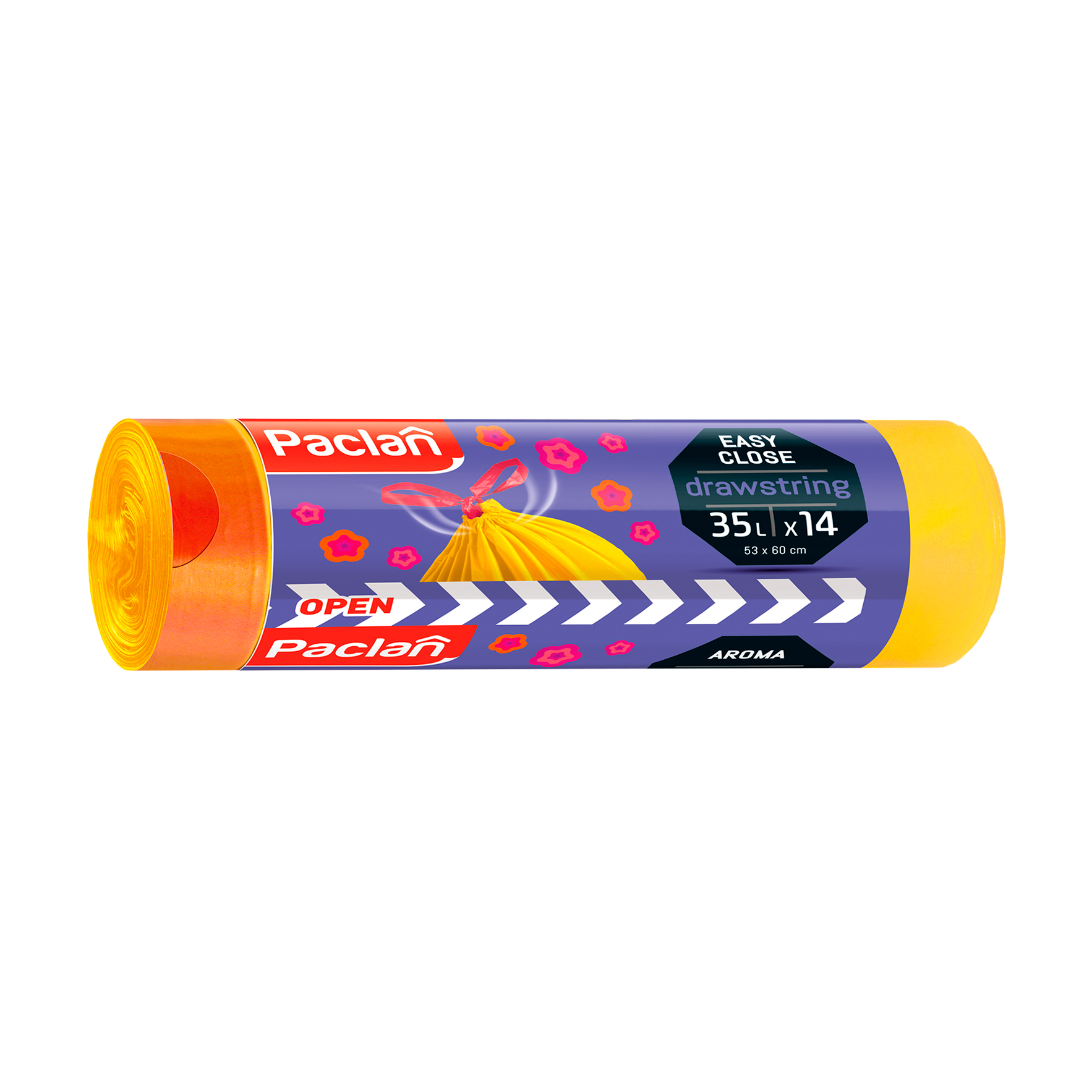 Пакети для сміття Paclan Aroma Drawstring із зав'зками, 35 л, 53*60 см, 14 шт